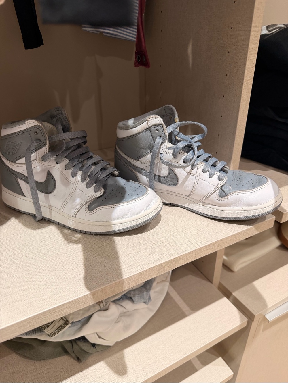 Nike Kids High-Top Sneakers in White and Gray